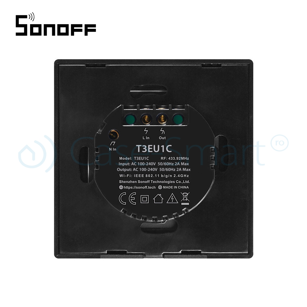 Intrerupator simplu cu touch Sonoff T3EU1C, Wi-Fi + RF, Control de pe telefonul mobil – Resigilat