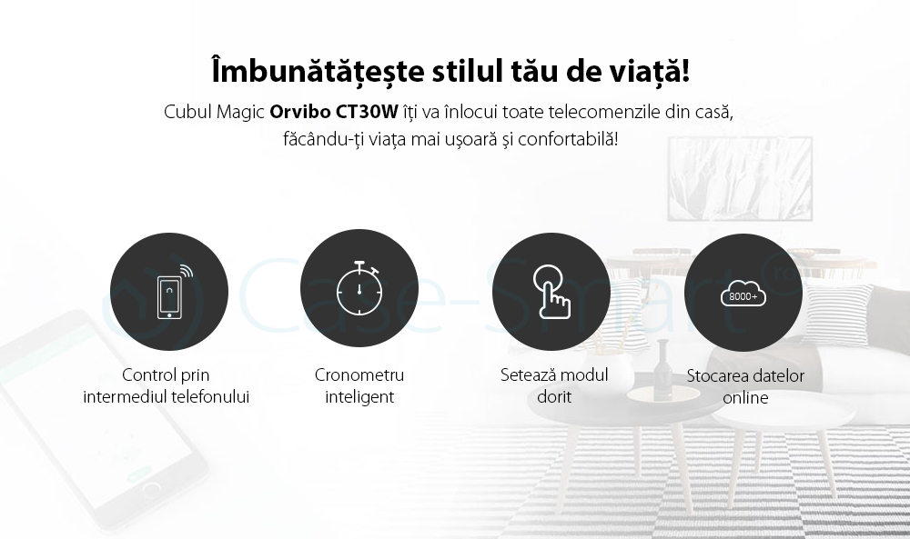 Cub Magic Orvibo CT30W, Wi-Fi + IR, Telecomanda universala, Programare interval de functionare, Control de pe telefonul mobil, Android/ iOS