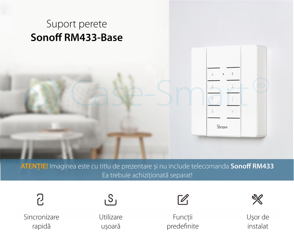 Suport perete pentru telecomanda Sonoff RM433