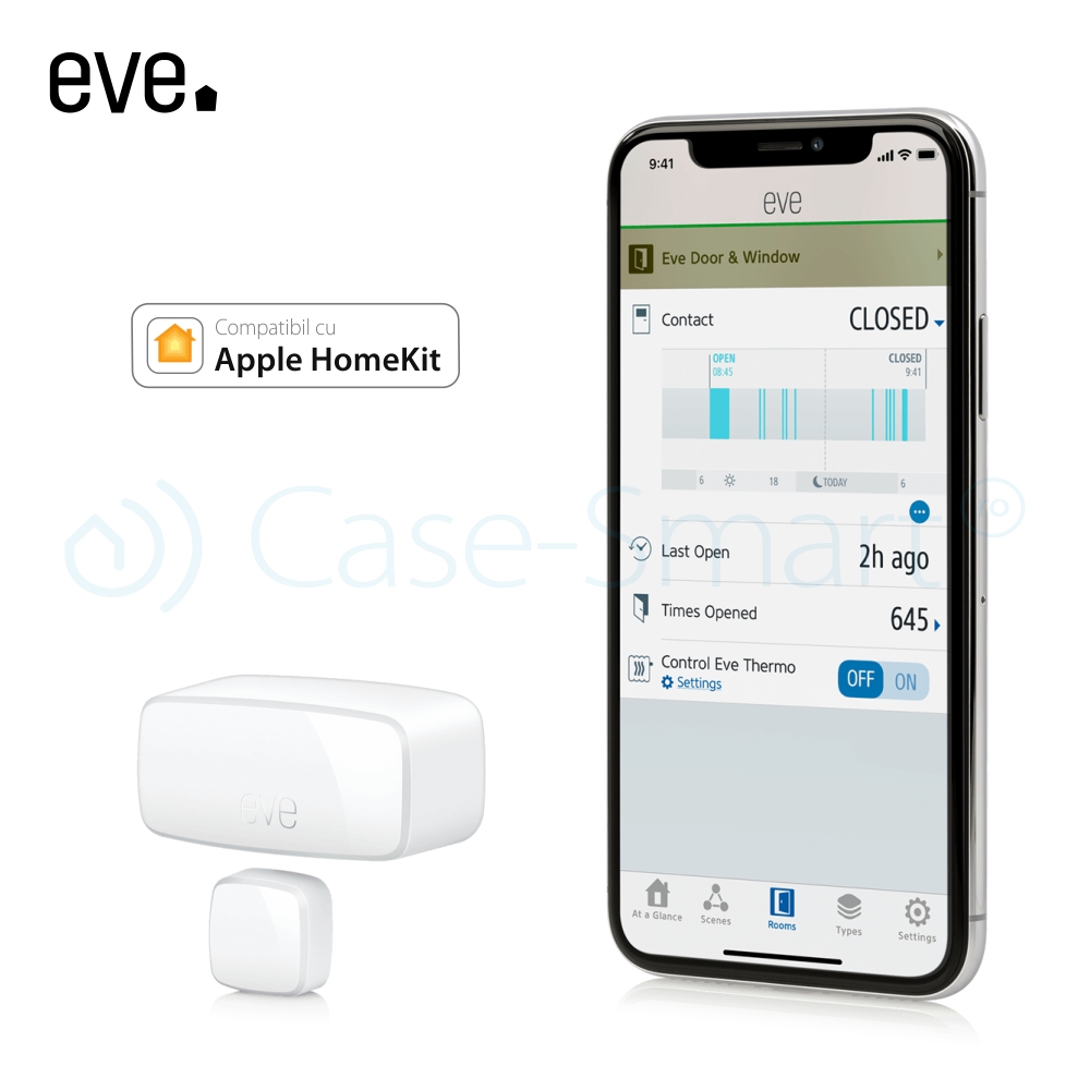 Senzor de contact pentru usi si ferestre Eve Door & Window, Compatibil cu Apple HomeKit, Wireless Apple imagine noua