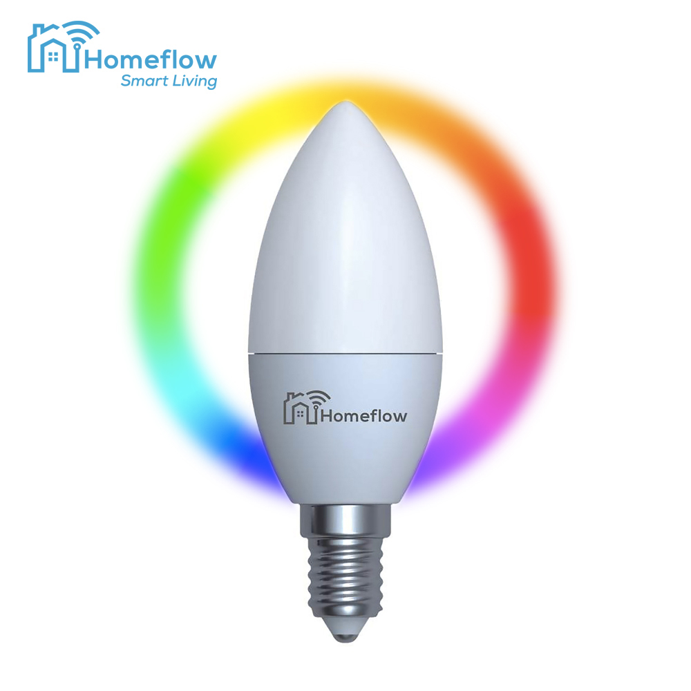 Bec inteligent LED Wireless Homeflow B-5004, E14, 5W (40W), 400lm, dimabil, RGB, Control de pe telefonul mobil – Resigilat (40W) imagine noua 2022