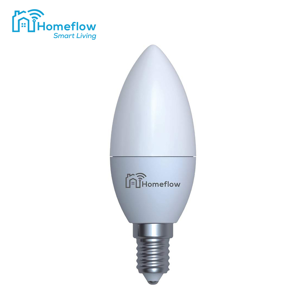 Bec inteligent LED Wireless Homeflow B-5003, E14, 5W, 400lm, dimabil, lumina calda/ rece, Control de pe telefonul mobil 400lm imagine noua 2022