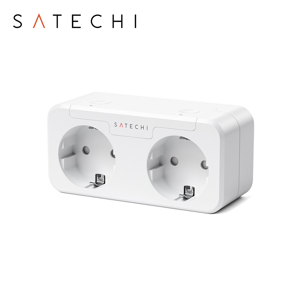Priza inteligenta dubla Satechi, Compatibila cu Apple HomeKit, Monitorizare consum energie, Control din aplicatie case-smart