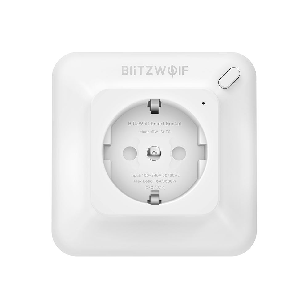 Priza inteligenta Blitzwolf BW-SHP8, Alb, 3680W, 16A, Monitorizare consum, Compatibil Alexa, Google Home si IFTTT (Compatibil imagine noua idaho.ro