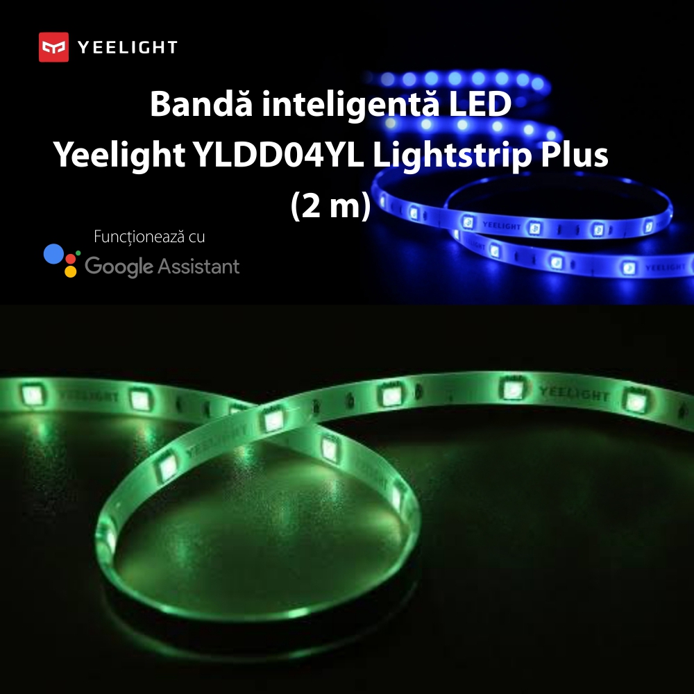 Banda LED inteligenta Yeelight Lightstrip Plus YLDD05YL, Smart, Lungime 2m, Putere 7.5W, Compatibil Google Assistant