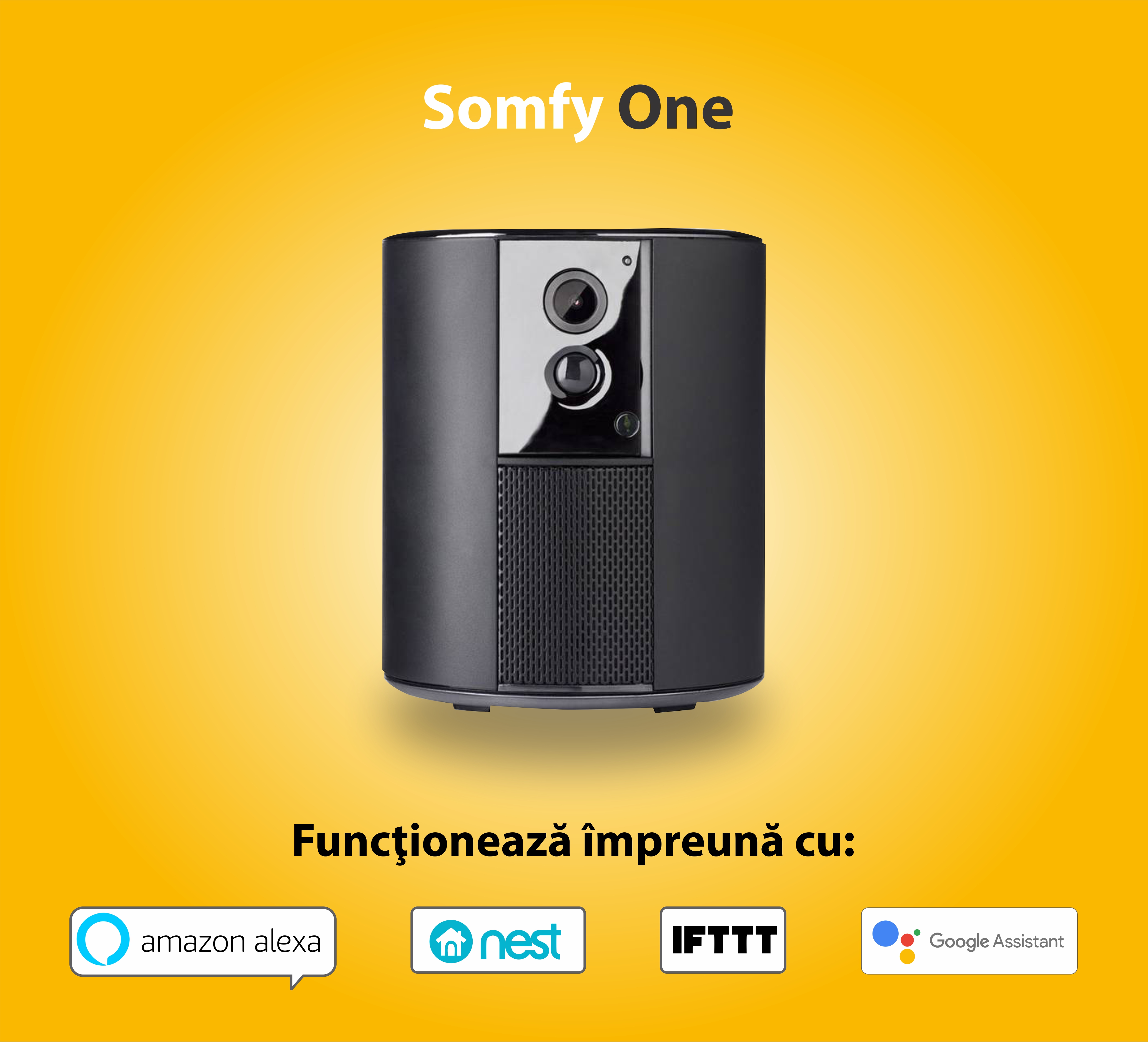 Camera de supraveghere Somfy One, Full HD, Alarma si Sirena, WiFi, Bluetooth 4.0, Detector de miscare