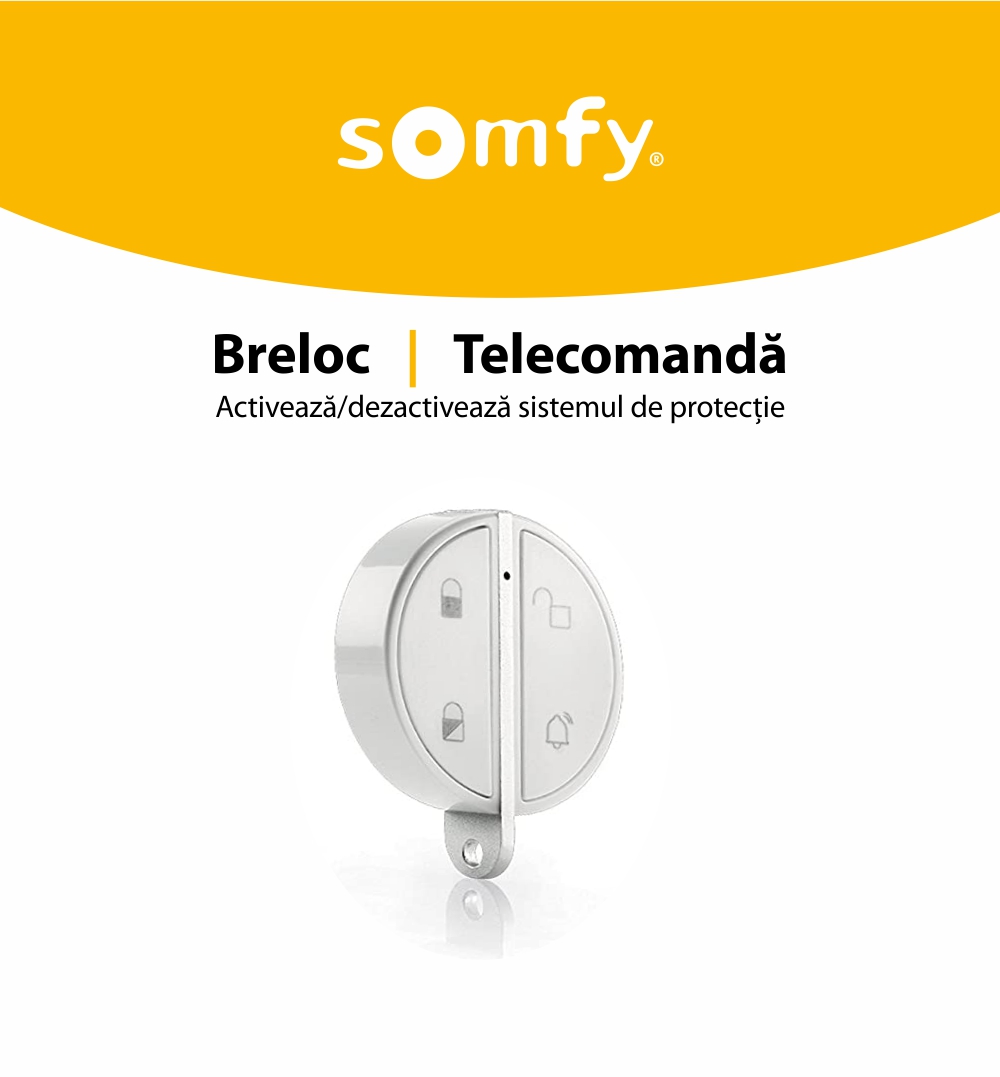 Telecomanda Somfy pentru alarma portchei, Compatibil cu Somfy One, One+, Somfy Home Alarm
