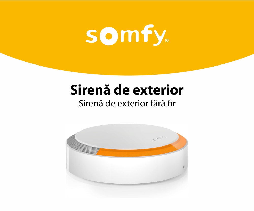 Sirena de exterior Somfy, 112 dB, Compatibil cu Somfy One, One+, Somfy Home Alarm