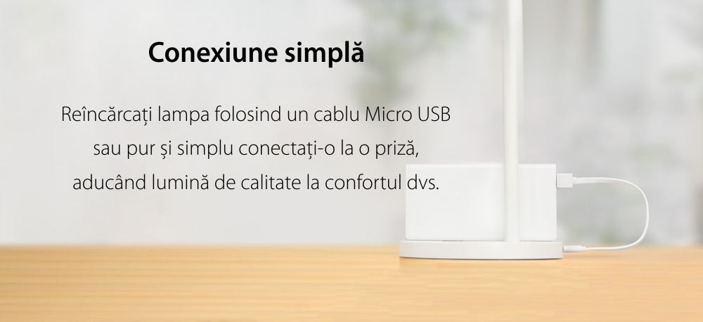 Lampa LED pentru birou, Yeelight YLTD02YL, Alb, 260 LM, Flexibila 360‎°, Bateria 2000 mAh, Luminozitate reglabila