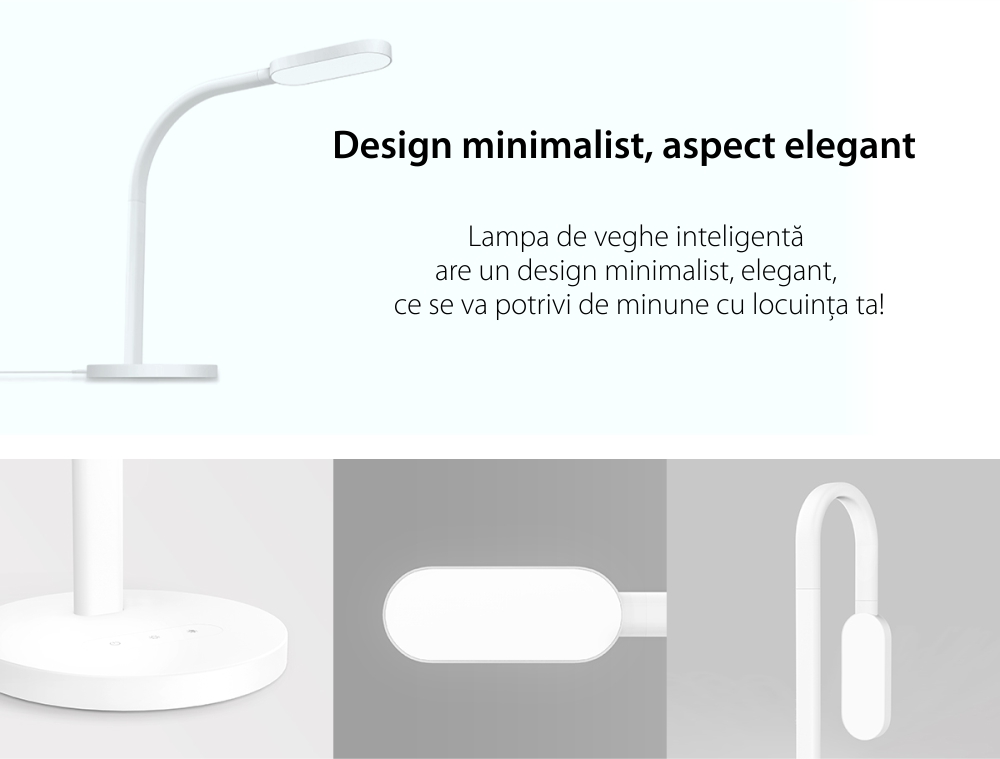 Lampa LED pentru birou, Yeelight YLTD02YL, Alb, 260 LM, Flexibila 360‎°, Bateria 2000 mAh, Luminozitate reglabila