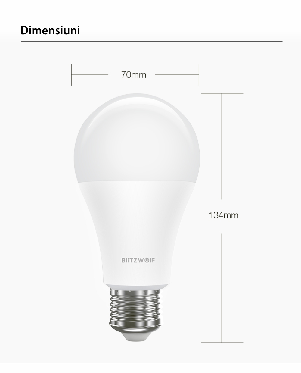Bec Smart LED RGB, BlitzWolf BW-LT21, 10 W, Bulb, 900 LM, 3000K, E27, Comanda vocala