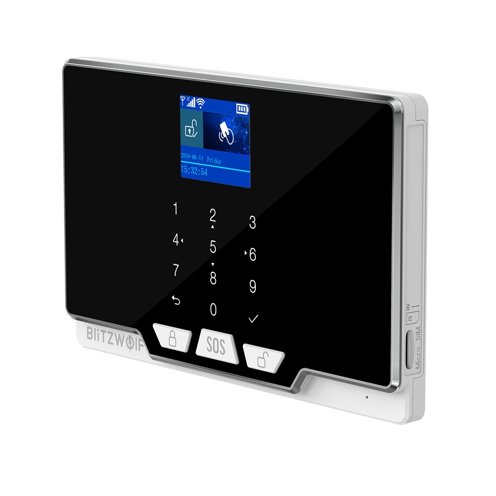Kit sistem alarma de securitate inteligent BlitzWolf BW-IS6, Wireless, Control aplicatie, Alarme push, Ecran tactil case-smart