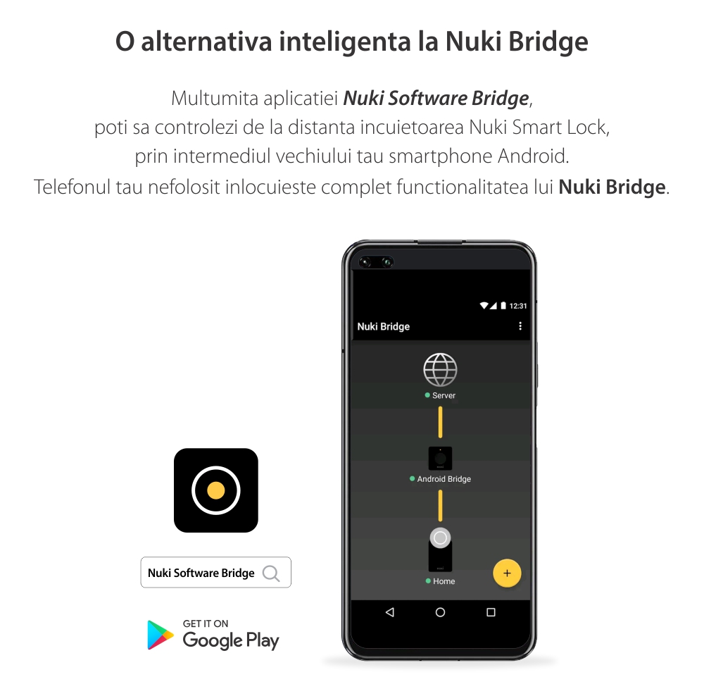 Adaptor Wi-Fi Nuki Bridge, Pentru Nuki Smart Lock 2.0, Control de la distanta, 220V
