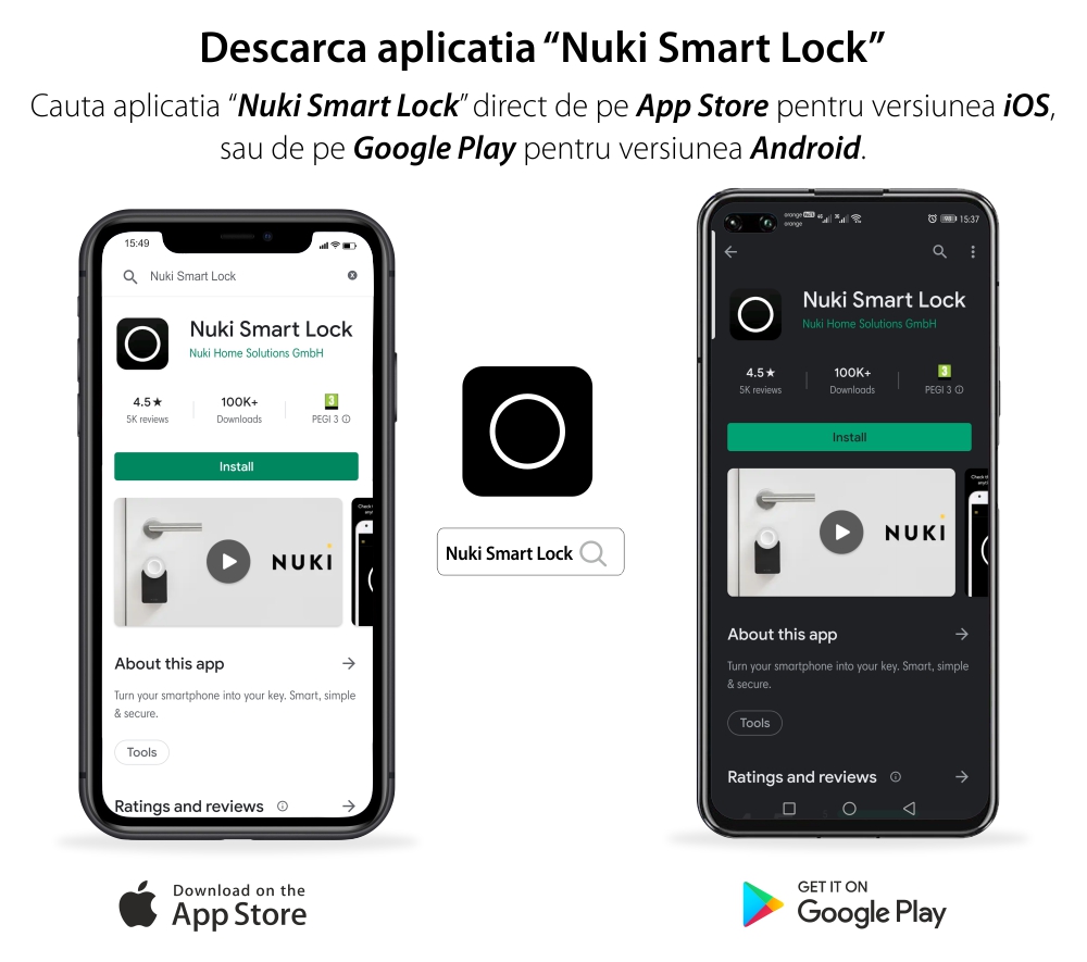 Pachet Nuki Combo 3.0, Include Nuki Smart Lock 3.0 si Nuki Bridge, Control de la distanta prin aplicatie