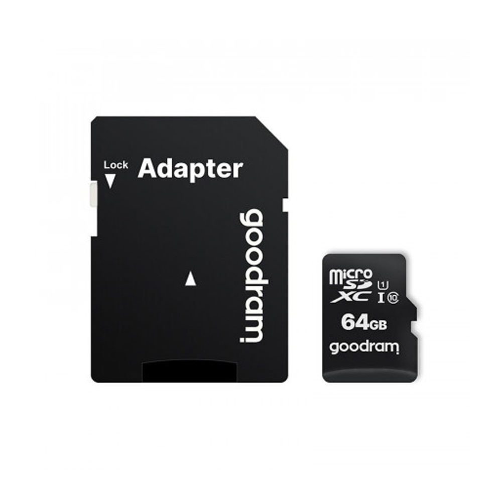 Card de memorie MicroSDXC + Adaptor SD, GOODRAM M1AA-0640R12, 64 GB, Memorie interna USH-I case-smart