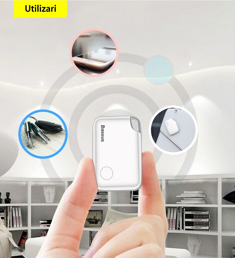 Dispozitiv inteligent anti-pierdere Baseus T2, Bluetooth, Monitorizare aplicatie, Baterie 75 mAh, Alarma 100 dB