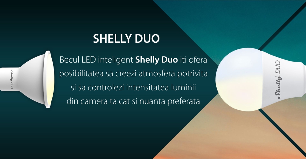Bec LED inteligent Shelly Duo, Wi-Fi, E27, 9W, Temperatura culoare 800 LM