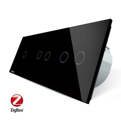 Intrerupator cu touch simplu+dublu+dublu LIVOLO din sticla, Protocol ZigBee, Control de pe telefon culoare neagra