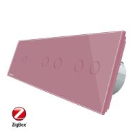 Intrerupator cu touch simplu+dublu+dublu LIVOLO din sticla, Protocol ZigBee, Control de pe telefon culoare roz