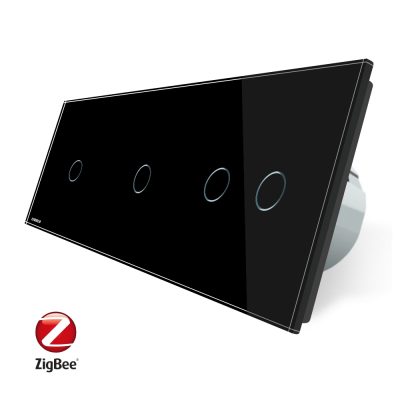 Intrerupator cu touch simplu+simplu+dublu LIVOLO din sticla, Protocol ZigBee, Control de pe telefon culoare neagra