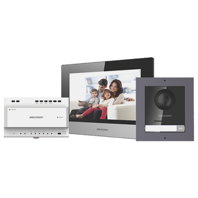 Kit videointerfon IP HIKVISION DS-KIS702, Display 7 inch, Consum 6W, Unghi vizibilitate de 180°
