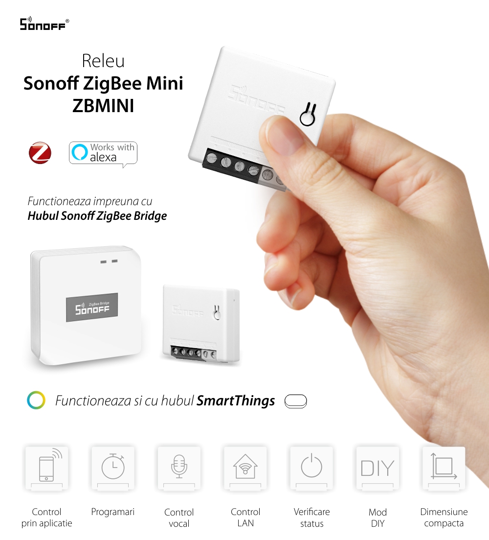 Releu Sonoff ZigBee Mini, Programare, Control de la distanta, Protocol ZigBee 3.0