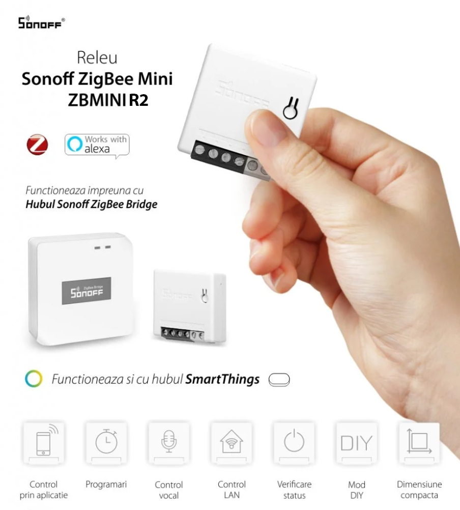 Releu Sonoff ZigBee Mini R2, Programare, Control de la distanta, Protocol ZigBee 3.0