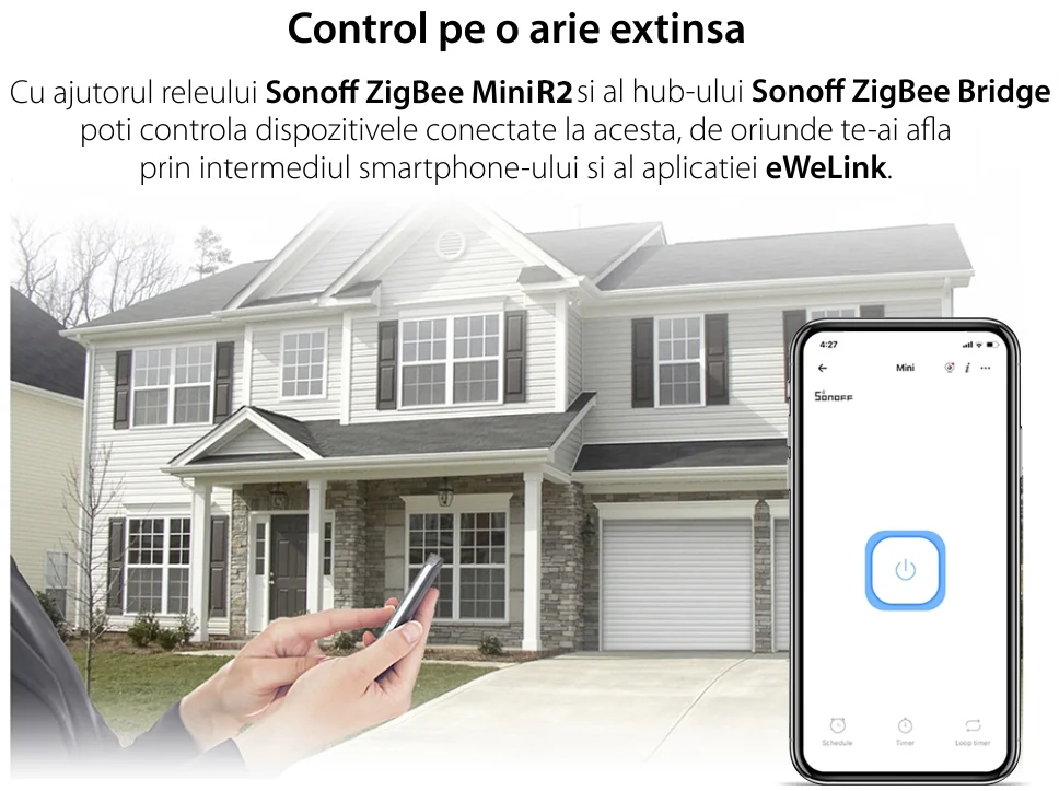 Releu Sonoff ZigBee Mini R2, Programare, Control de la distanta, Protocol ZigBee 3.0