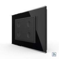 Intrerupator cvadruplu wireless cu touch Livolo cu rama din sticla, standard Italian – Serie noua culoare neagra