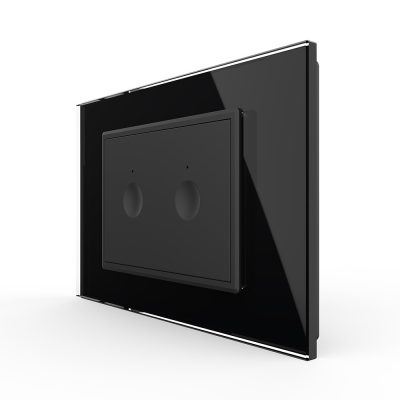 Intrerupator dublu cu touch Livolo cu rama din sticla, standard Italian – Serie noua culoare neagra