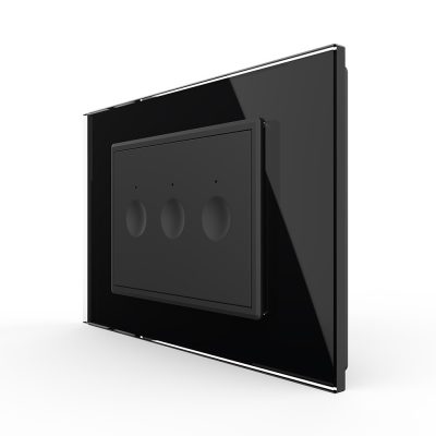 Intrerupator triplu cu touch Livolo cu rama din sticla, standard Italian – Serie noua culoare neagra