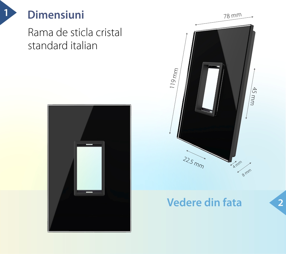 Rama din sticla Livolo standard Italian 1 modul – Serie noua