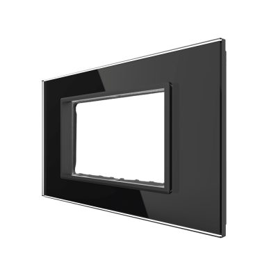 Rama din sticla Livolo 4 module – Serie noua culoare neagra