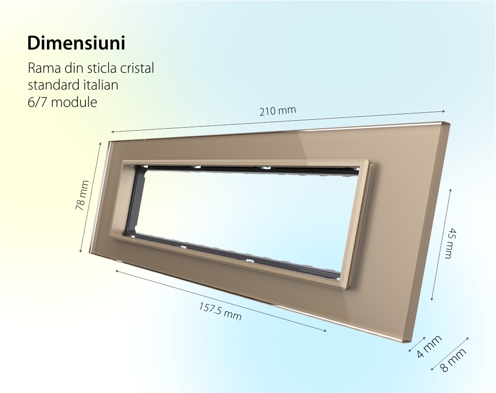 Rama din sticla Livolo standard Italian 6/7 module – Serie noua
