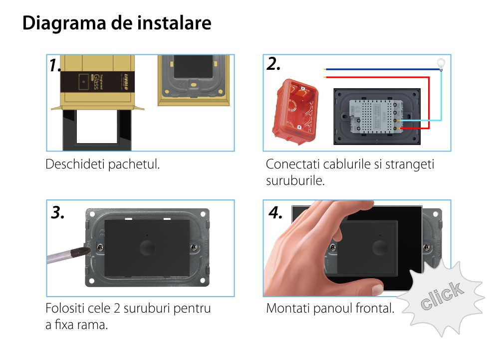 Modul intrerupator simplu wireless cu touch Livolo standard Italian, Serie noua