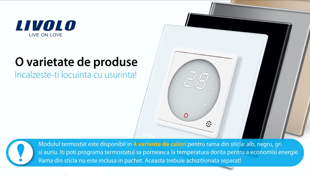 Modul termostat Livolo pentru sisteme de incalzire electrice – Serie noua