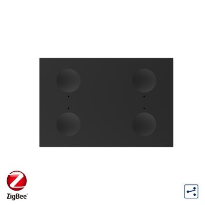 Modul intrerupator cvadruplu cap scara / cap cruce cu touch Livolo, protocol ZigBee, standard Italian, Serie noua culoare neagra