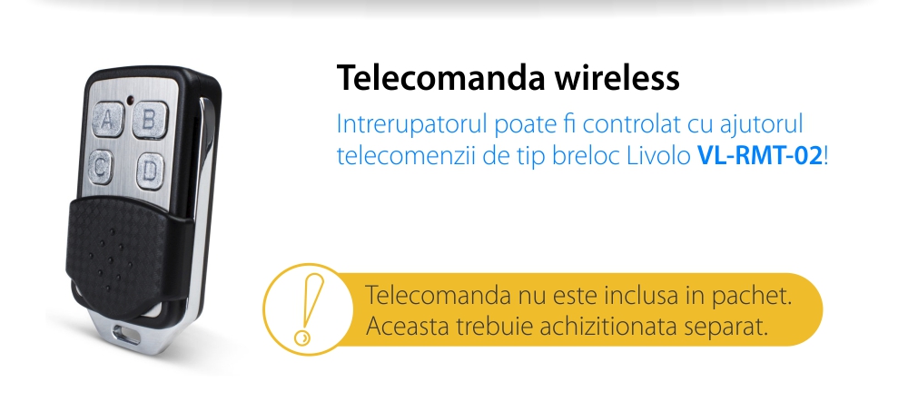 Modul intrerupator triplu wireless cu touch Livolo, standard Italian