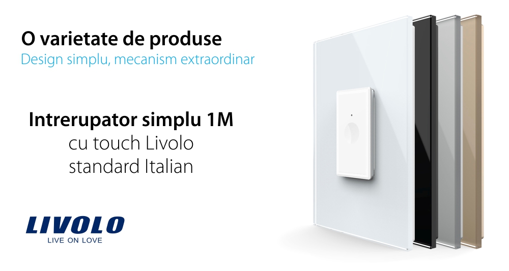 Intrerupator Simplu cu Touch Livolo cu Rama Din Sticla 1M – Serie Noua
