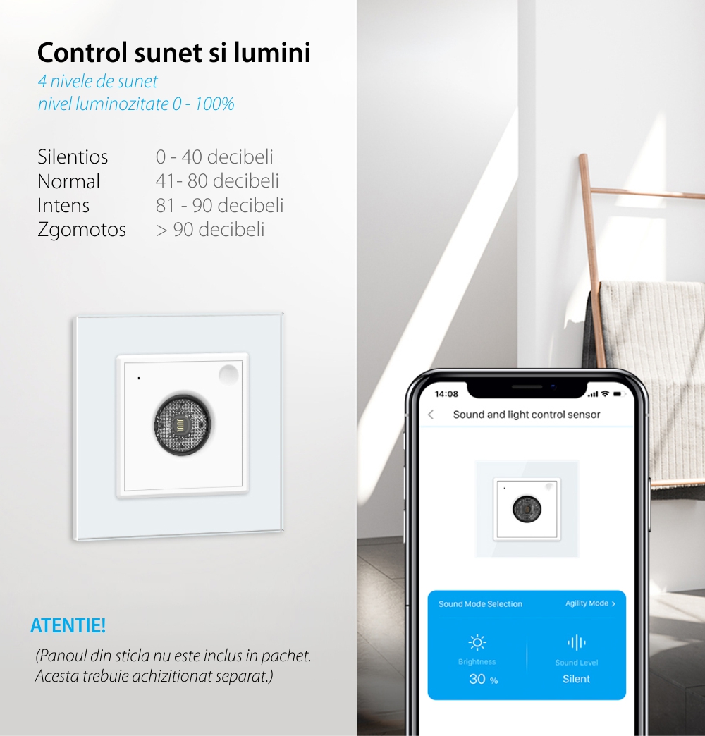 Modul Senzor Control Sunet si Lumini Livolo, Protocol Zigbee