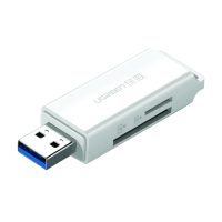 Cititor de carduri Ugreen CM104, Intrare USB 3.0, Sloturi TF / SD, Alb
