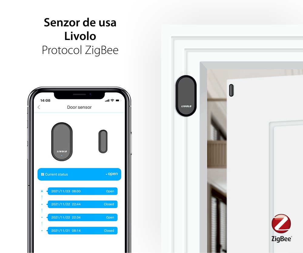 Senzor pentru usa / fereastra Livolo cu protocol ZigBee