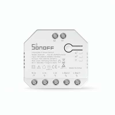 Releu Sonoff Dual R3 cu 2 canale, Programari, Wi-Fi 2.4 GHz, Contor energie