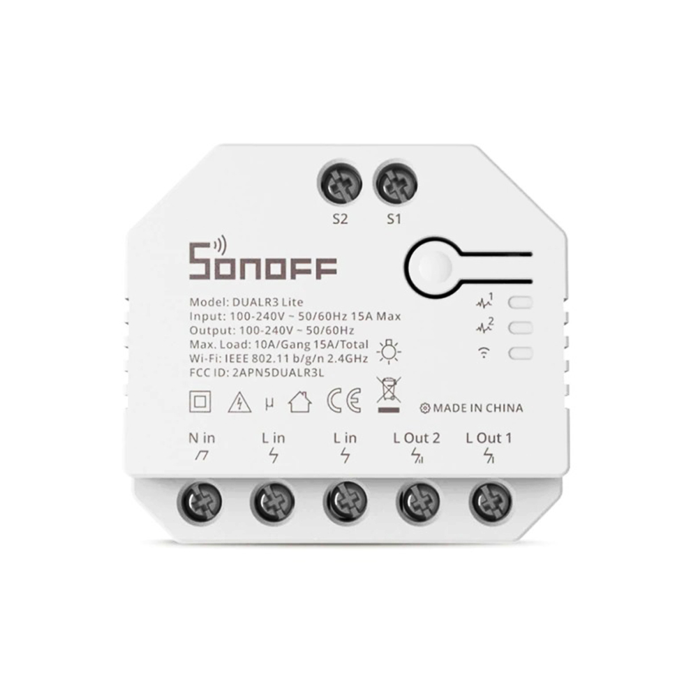 Releu Sonoff Dual R3 Lite cu 2 canale, Programari, Wi-Fi 2.4 GHz 2.4 imagine noua idaho.ro