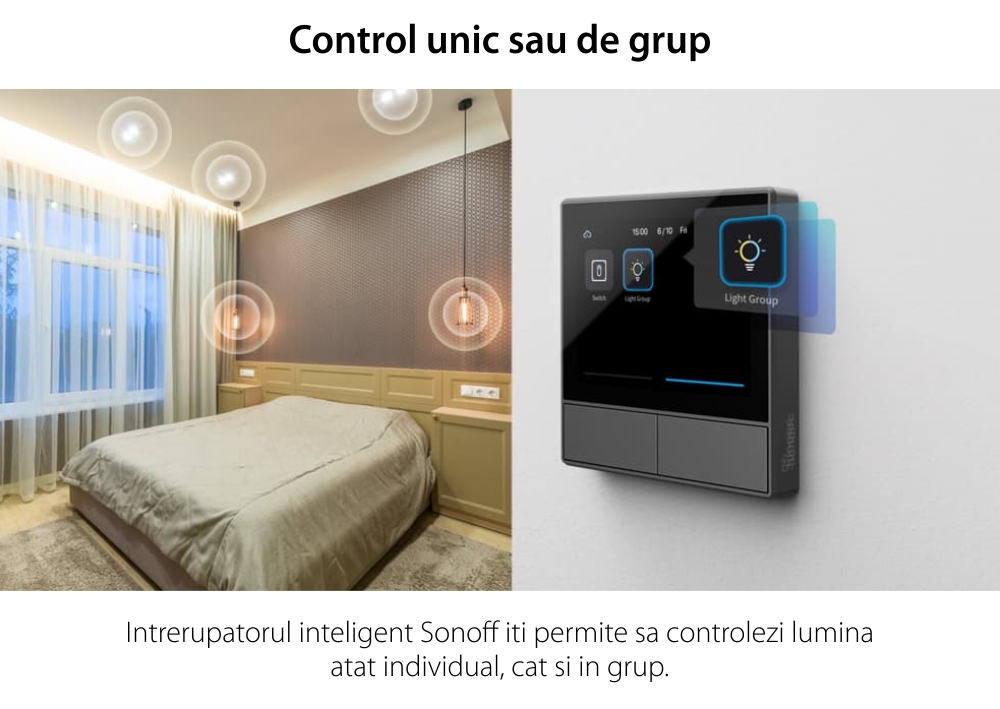 Intrerupator inteligent cu touch si functie termostat Sonoff NS Panel