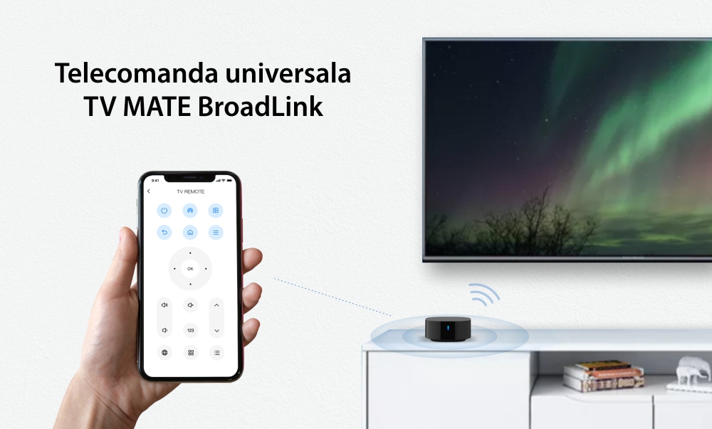 Telecomanda universala IR Broadlink TV Mate, Integrare Alexa, Google Assistant & IFTTT, Aplicatie, Distanta 8 metri