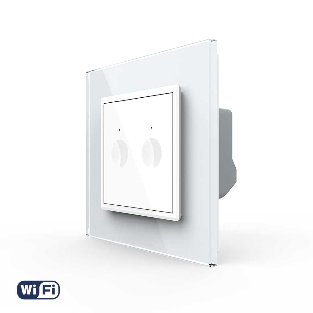 Intrerupator Dublu Wi-Fi cu Touch LIVOLO cu Rama din Sticla – Serie Noua case-smart.ro