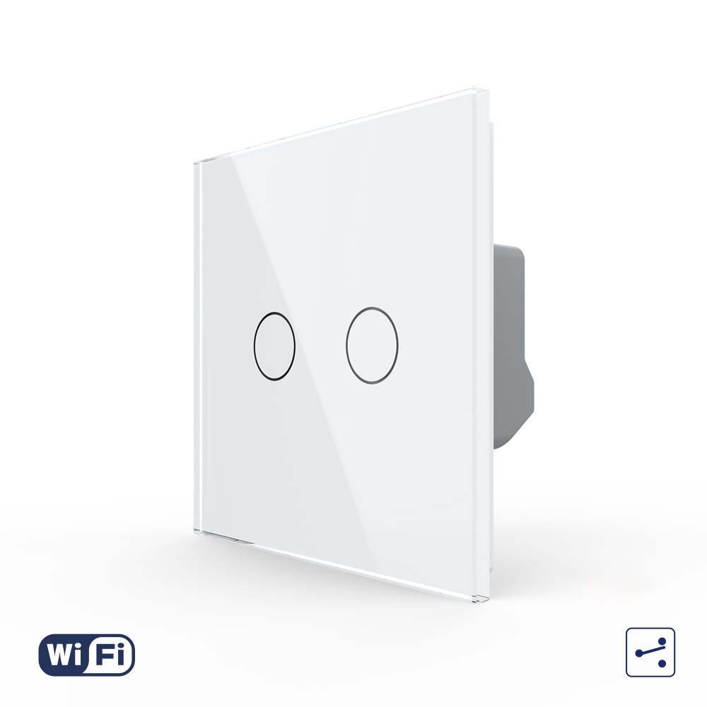 Intrerupator Dublu Cap Scara / Cruce Wi-Fi cu Touch LIVOLO din Sticla – Serie Noua (Wi-Fi) imagine noua
