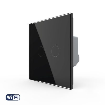 Intrerupator Dublu Wi-Fi cu Touch LIVOLO din Sticla – Serie Noua culoare neagra