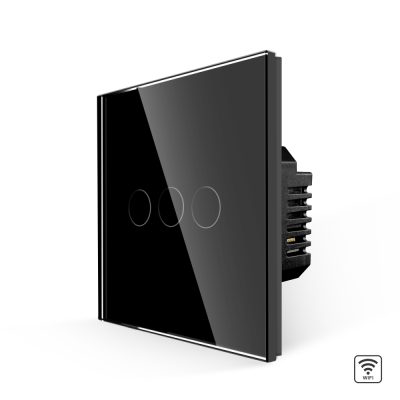 Intrerupator Triplu Wi-Fi cu Touch din Sticla LUXION culoare neagra
